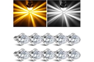 10PCS Mini Watermelon Lights, 3/4 Inch Dual Revolution Amber Turn Signal Marker to White Auxiliary LED Watermelon Light, IP65