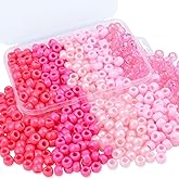 XIANNVXI Valentines Day Pony Beads Bracelets Making 9mm 5style Pink Pony Bead Bulk for Crafts Making Hair Beads for Braids