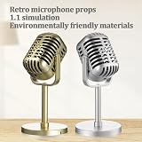 Thinp Classic Retro Microphone Prop Vintage Style Stand Antique Decor Fake view 4