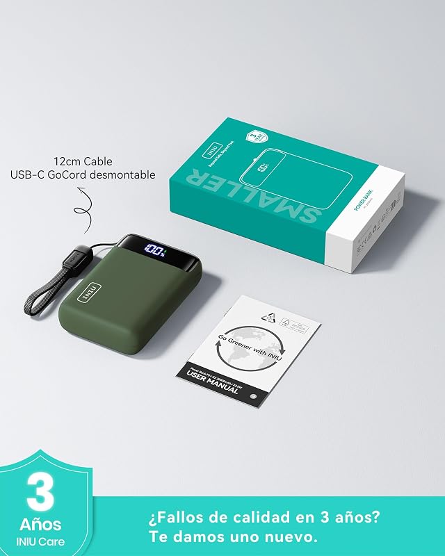 Power Bank, Pequeño 20000mAh 22,5W Carga Rapida Bateria Phone Externa