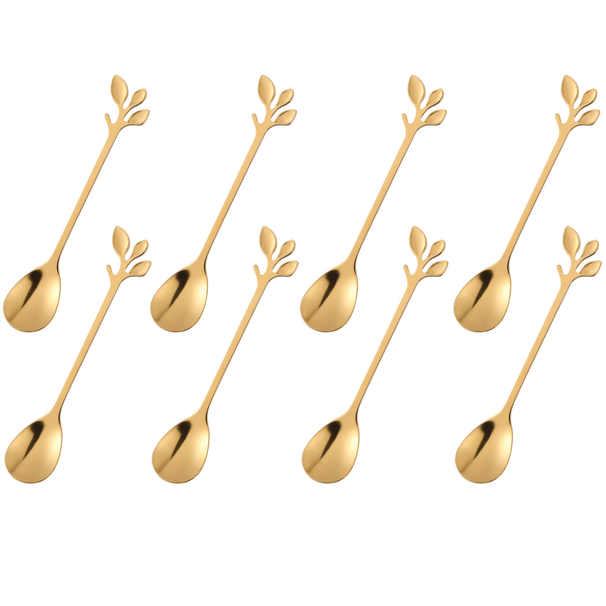 Photo 1 of dcieiosul Gold Plated Stainless Steel Mini Coffee Espresso Spoon, Tableware Flatware Dessert Teaspoons Small Soup Spoons Set of 8, 4.9 inch Specialty Demitasse Stirring Spoons (Gold spoons)