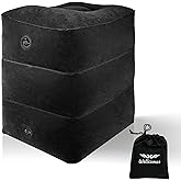 Wellcomer Inflatable Foot Rest Pillow for Travel, Adjustable Height Cushion Kids/Adults Airplane Travel Pillow, Suitable for Trains, Cars, Office, Home Comfort - Black