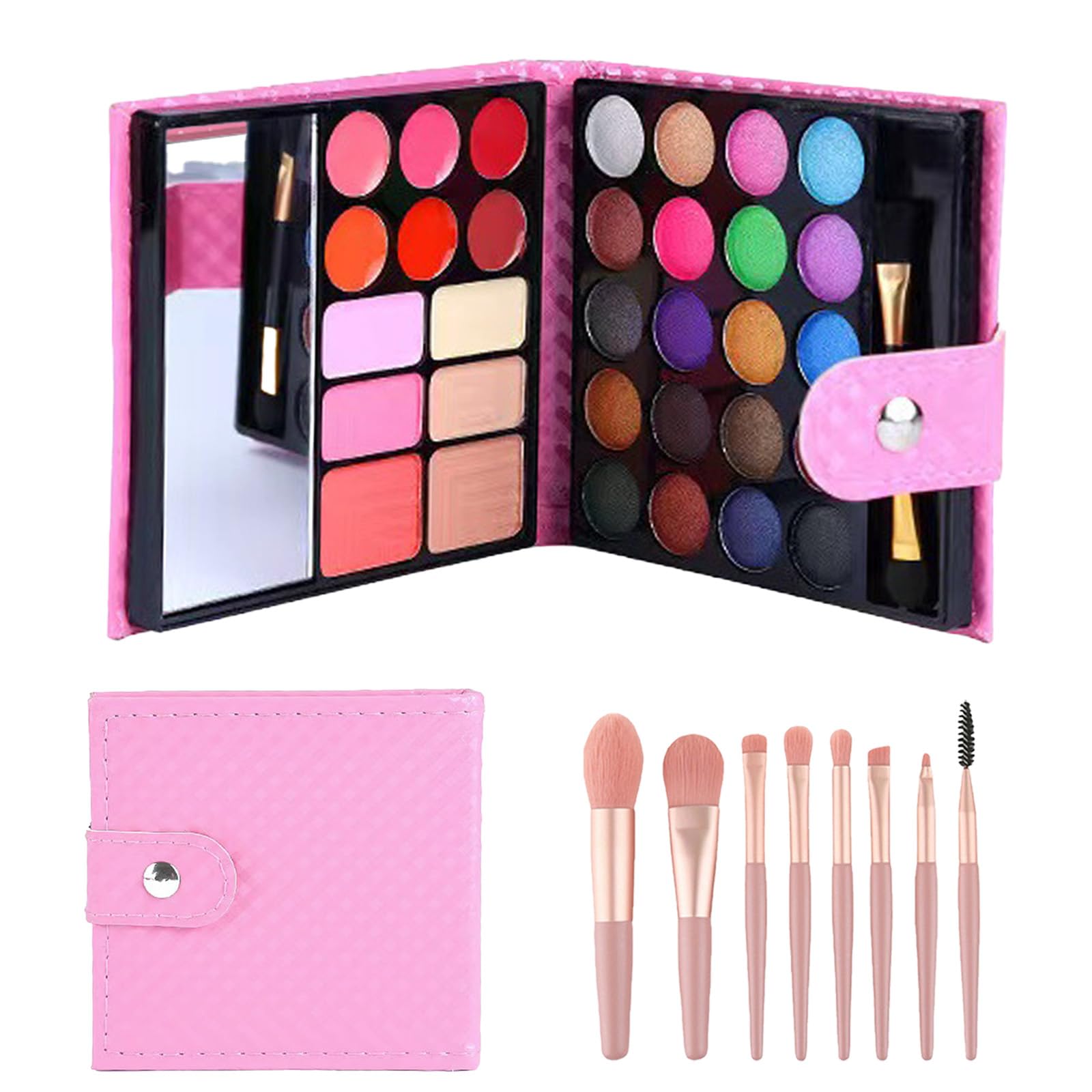 GWAWG Princess Beauty Set, 32 Colors Makeup Kit with 8 Washable Brushes, Portable Cute Square Cosmetic, Ideal for Stage Performance Christmas Halloween Birthday Party Gift
