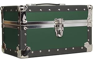 GILBINS Summer Camp and College Dorm Mini Storage Trunk Organizer Keepsake Box Treasure Chest Footlocker Size 14"L x 8"H x 8"W Hunter Green