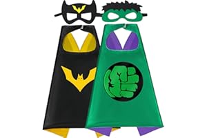 Mizzuco Superhero Capes for Kids Cloak with Mask Halloween Costumes and Party Dress up 2PCS