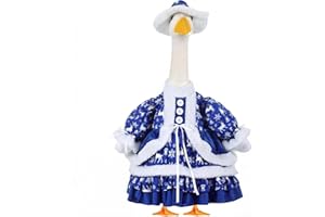 FuWeave Christmas Winter Goose Outfit Fancy Porch Goose Clothes Dress with Wide Hat for Xmas Winter Outdoor Patio Yard(Deer,23 Inch)