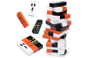 YIBOBO Halloween Wooden Block Stacking Game, Precision Stacking Challenge and Hand-Eye Coordination Challenge Toys,Suitable for Halloween Parties or Events, for Adults and Kids Aged 3+ (Halloween)