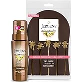 Jergens Natural Glow Instant Sun Self Tanner Mousse Bundle, Deep Bronze, Sunless Tanning, 6 Oz Bottle and Application Mitt