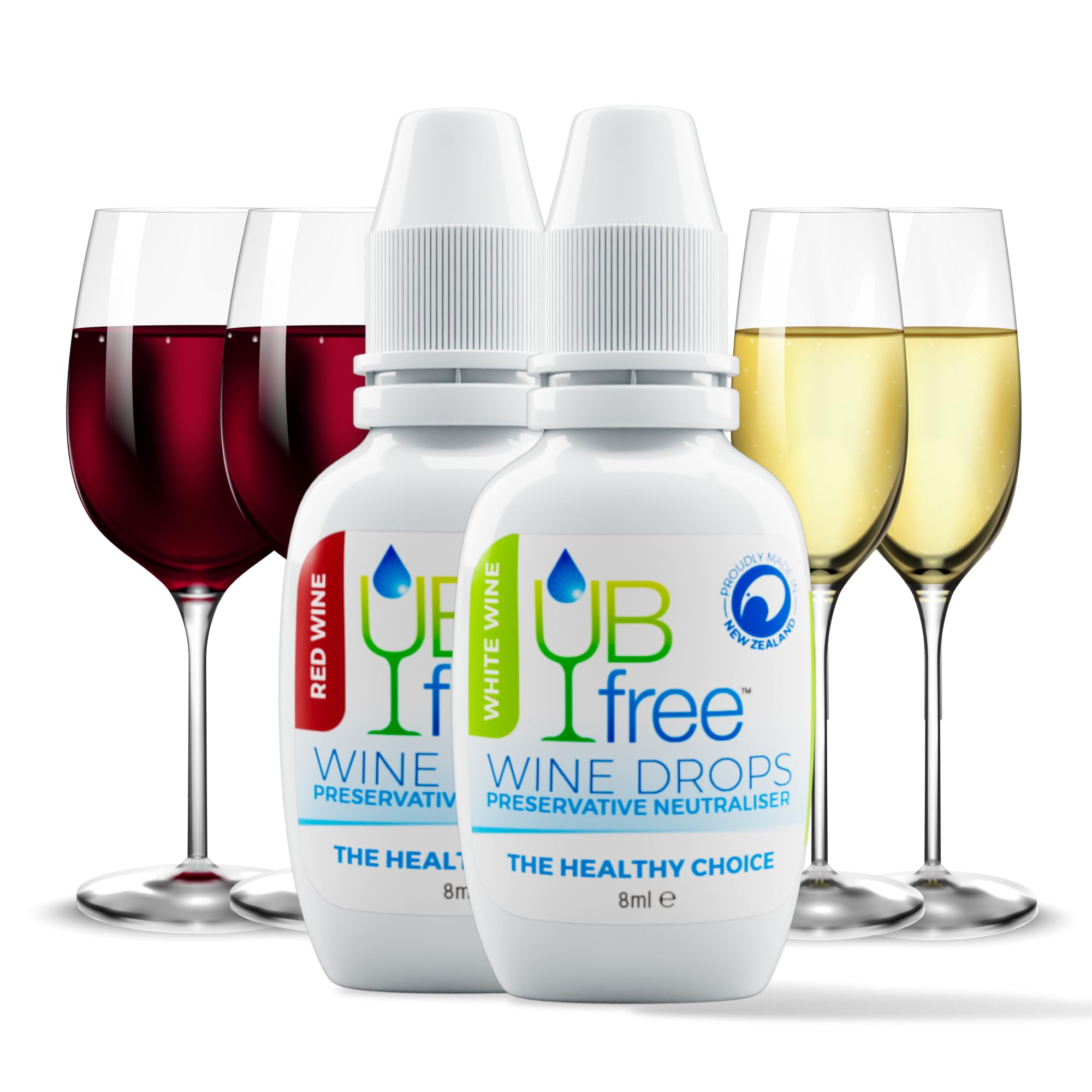 UBfree Wine Drops - 2 Pack Red & White - Sulfite and Histamine Remover for Red and White Wine - Natural, Odorless, Tasteless, Reduces Headaches and Allergies - Portable — image 1
