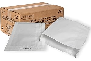 FRONTENAC 1000pcs Greaseproof Paper Sandwich Bags (Jumbo) - Eco-Friendly Waxed Pinch Bottom Kraft Paper Bag for Bakery & Snac