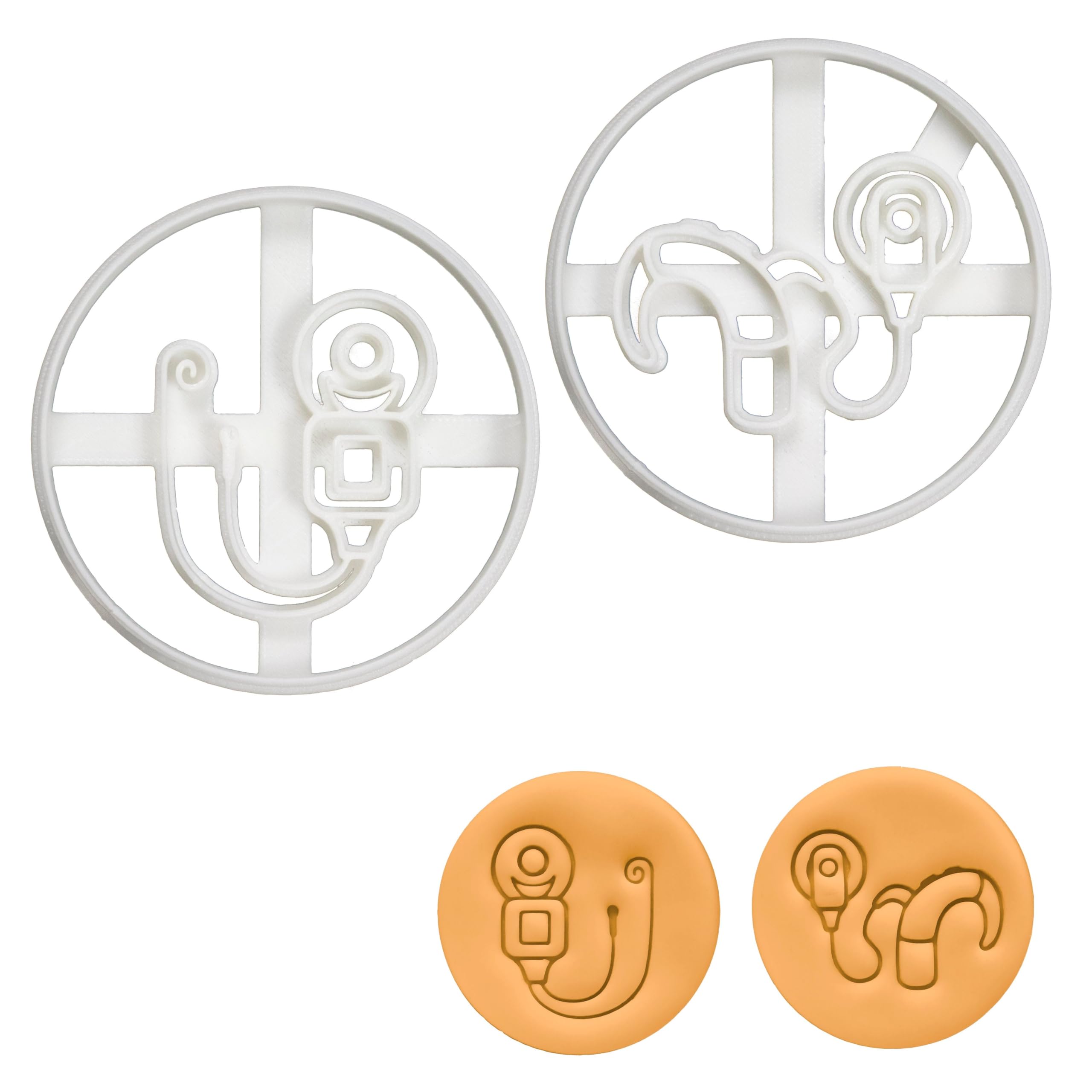 BAKERLOGY Set of 2 Cookie Cutters (Designs: Transmitter & Cochlear Implant) - Detailed Biscuit Cutter Design for Baking and Crafts, Ideal on Fondant, Dough, Clay