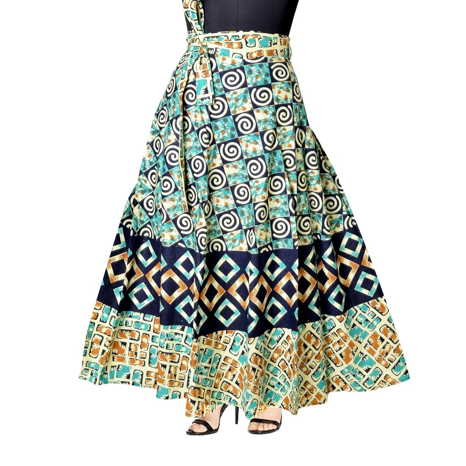 women's 100% pure cotton wrap around skirt with elegant print 2 pcs
