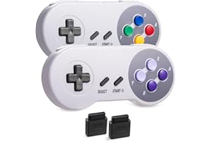 MODESLAB 2 Pack 2.4 GHz Wireless Controller Gamepad Compatible for Retro SNES [7 Pin Connector] [Plug & Play] [Rechargeable] (Non PC USB Version)