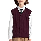 BOBOYOYO Boys Sweater Vest 100% Cotton School Uniform Vest Kids Button Cardigan Vest for Boys Girls Childrens Toddler