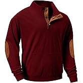 JMIERR Mens Corduroy Sweatshirt Casual Stand Collar Quarter Fall Metal Button Pullover Sweaters Long Sleeve with Pockets