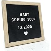 Black Felt Letter Board 10x10in, Baby Announcement Sign, 336 Letter Kit | First day of school sign, pregnancy milestone photos, wooden frame, stand and wall hanger, nursery and everyday messages