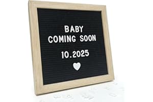 Felt Letter Board 10x10 Black with 336 Letters, Baby Announcement Sign, Pregnancy Announcement Board, Message Board with Stan