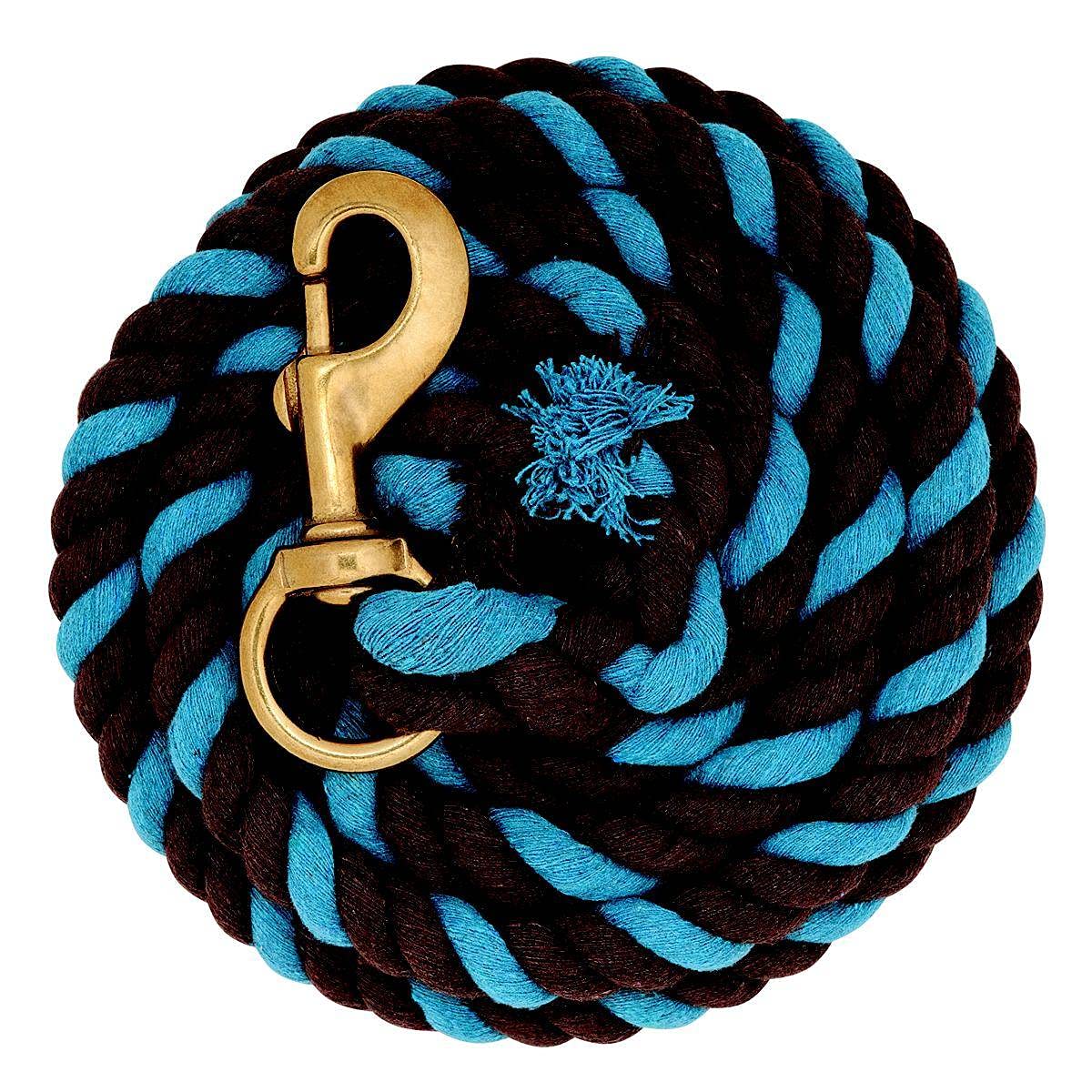 Weaver Leather Cotton Lead Rope Chocolate/Hurricane Blue, 5/8 x 10'