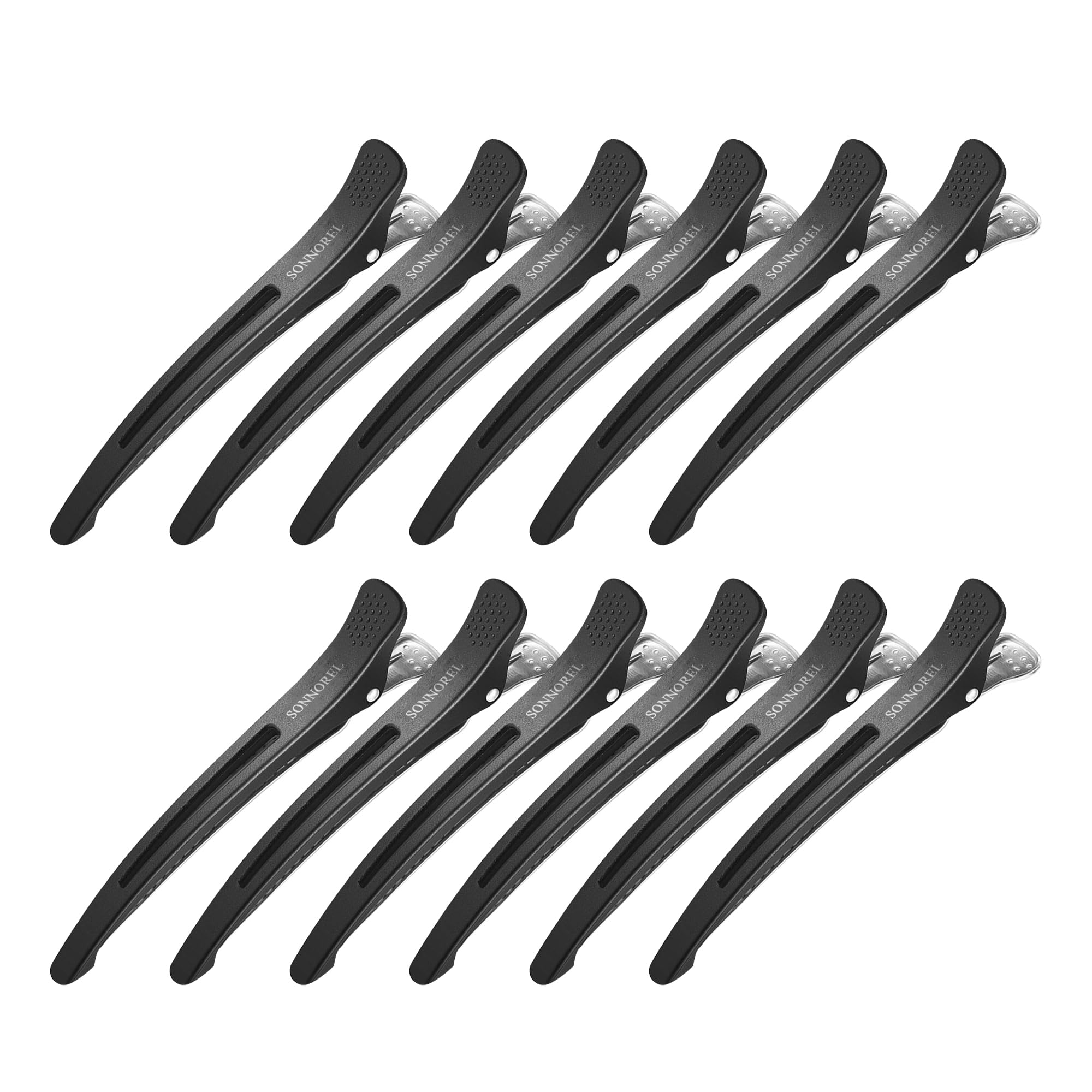 Pack of 12 Hair Clips Professional Section Clips Hairdresser and Compartments, Non-Slip Hair Clips with Duck Beak and Silicone Band, Hair Cutting Clips for Hairdressing Salon and Home for Unisex