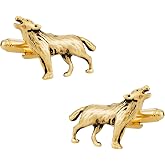 Cuff-Daddy Howling Lone Wolf Gold Cufflinks with Presentation Gift Box