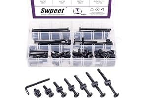 Swpeet 84Pcs Black M6 × 20/30/40/50/60/70/80mm Crib Hardware Screws Kit, Hex Socket Head Cap Cribs Baby Bed Bolt and Barrel Nuts with 1 x Allen Wrench Perfect for Furniture, Cots, Cribs Screws