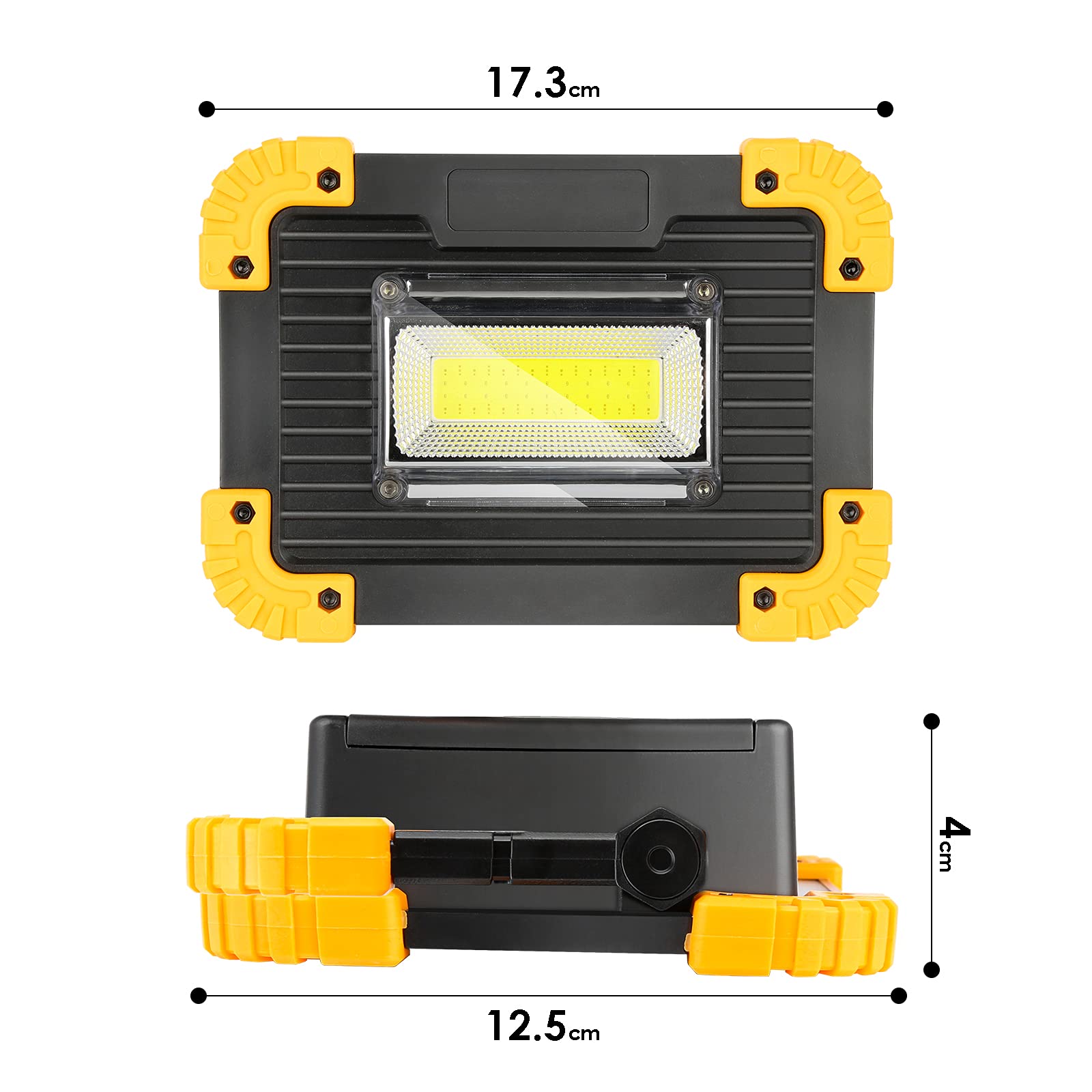Herrselsam Led Arbeitsstrahler 30W,Led Baustrahler Tragbares,Wiederaufladbare Baustrahler mit 3 Lichtmodi 4800mAh, Akku Lampe Powerbank,USB Aufladbar (2 Stück)