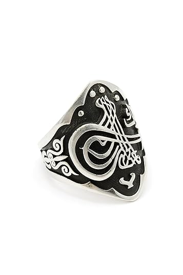 925 Sterling Silber Herrenring für Daumen 'Sultans Tugra' Osmanisches Reich - verstellbare Größe