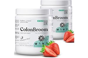 ColonBroom Psyllium Husk Powders (Strawberry, 120 Servings) - Colon Cleanse for Bloating Relief & Gut Health - Colon Broom Fiber Powder Drink - Vegan, Gluten Free, Non-GMO Fiber Powder Supplement