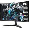 KOORUI 24 inch Curved Gaming Monitor,FHD 1080P,1500R,180Hz,1ms VA Computer Monitors,Eye Care,Ultra-Thin Display,Adaptive Sync,99% sRGB,HDR10,HDMI2.0X2 /DP1.2,VESA Compatible,Tilt Adjustable,Black
