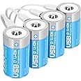 messule Rechargeable Lithium D Batteries with 4 in 1 USB-C Charge Cable,4 Pack D Cell Li-ion Battries,LR20 1.5V D Size Cell Battery Replacement 7500mWh for Floodlight Toys(4 Pcs)