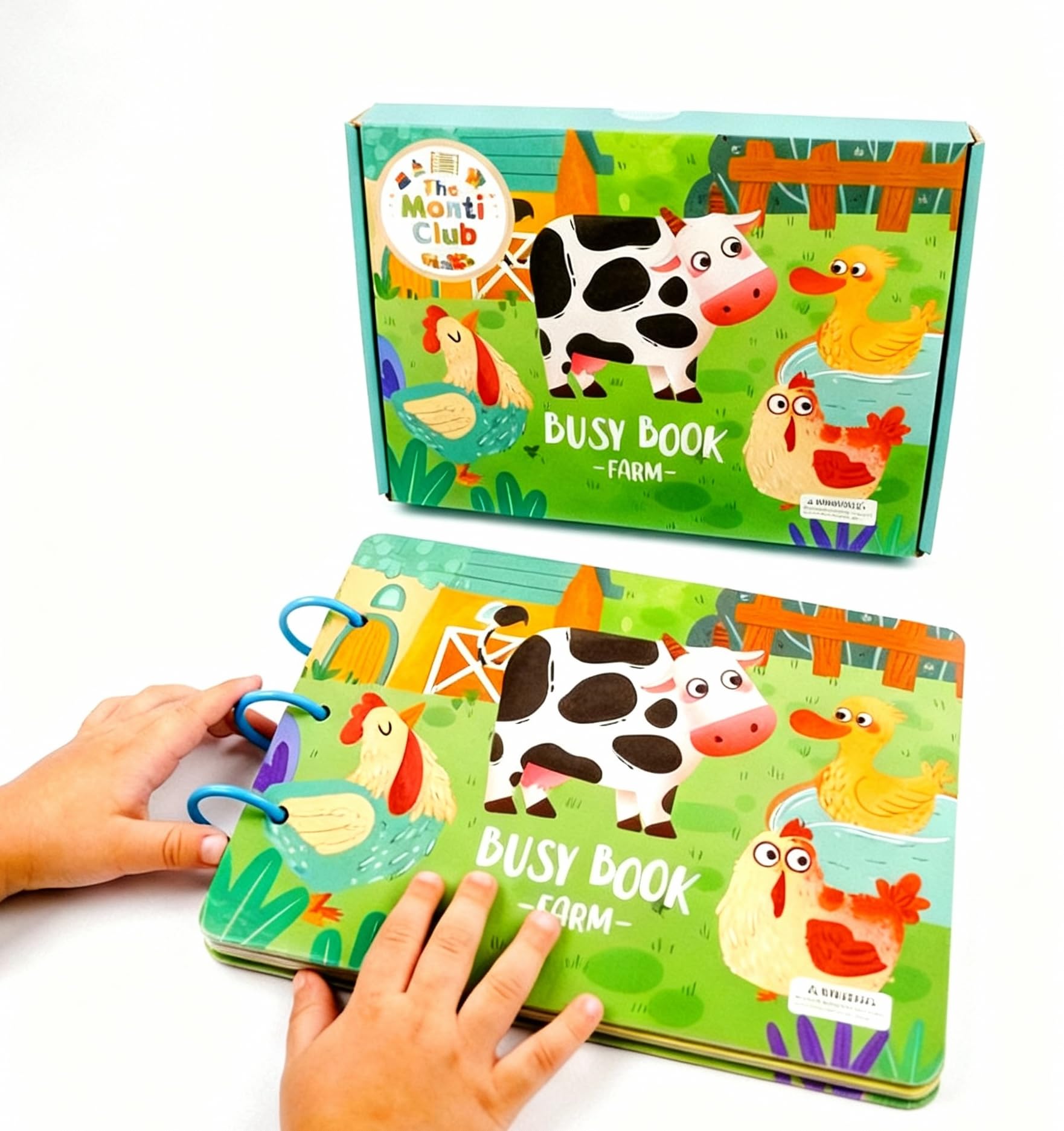 The Monti Club Montessori Toy Busy Book for Toddlers 3 4 5 6 Year Olds- Boys Girls Kids Sensory Toys (Farm Animals) — image 1