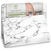 JSO HOME Stone Bath Drying Mat | Diatomaceous Earth Shower Mat | Non-Slip | Super Absorbent | Quick Drying | Bathroom Floor Mat, Natural, Easy to Clean (Onyx Marble, 23.5" x 15.25")