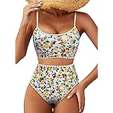 Herseas Women's Floral Print Bikini Sets Two Piece Swim Suits 2026 High Waisted Scoop Bathing Suits
