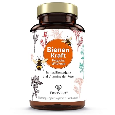 BIENENKRAFT BonVigo® Natur-Komplex I Propolis-Bienenharz verstärkt mit natürlichen Vitaminen der Wildrose I Hochdosiertes Imk
