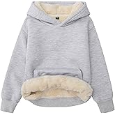 Gihuo Unisex Boys Girls Winter Sherpa Lined Hoodie Kid's Fleece Pullover Hooded Sweatshirt(LightGrey-M)