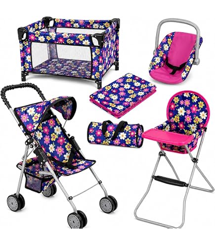 509 Crew Set Complet Poupée – Poussette, Parc, Chaise Haute, Siège Auto – 21 Accessoires – Dès 3 Ans