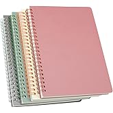 Yansanido Spiral Notebook, 4 Pcs 4 Color A5 Thick Plastic Hardcover 7mm College Ruled Paper 80 Sheets (160 Pages) Journal for School and Office Supplies (4 Pcs A5)