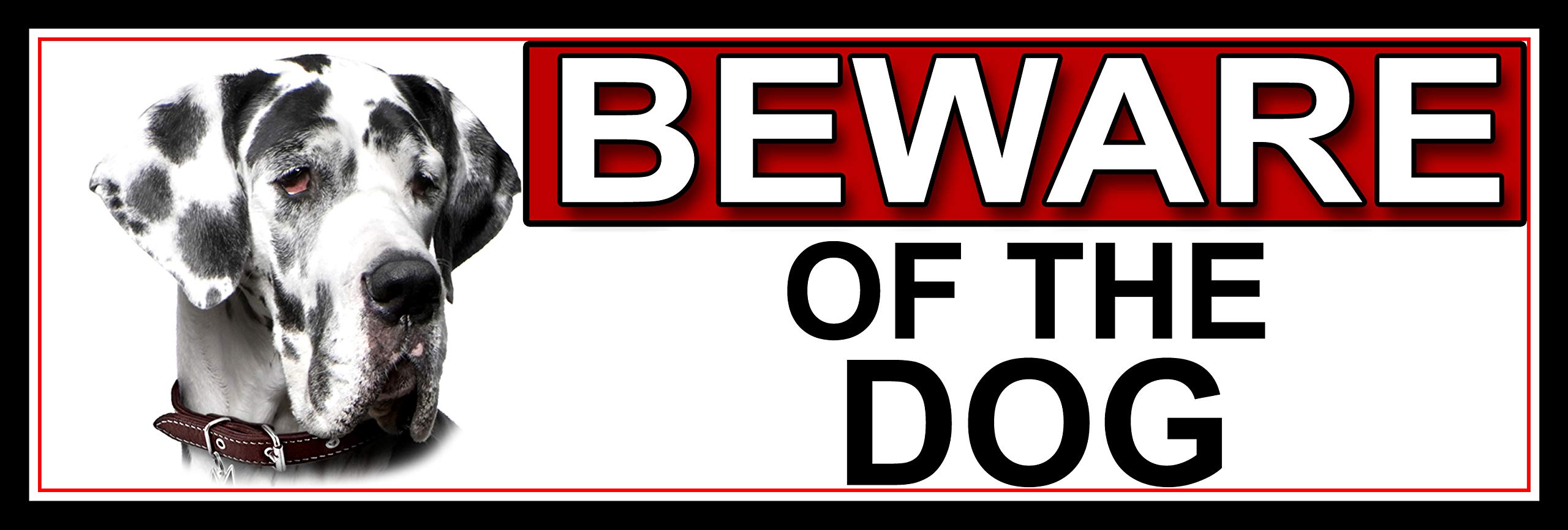 Great Dane BEWARE OF THE DOG METAL GATE SIGN 266mm x 87m. (531H2)