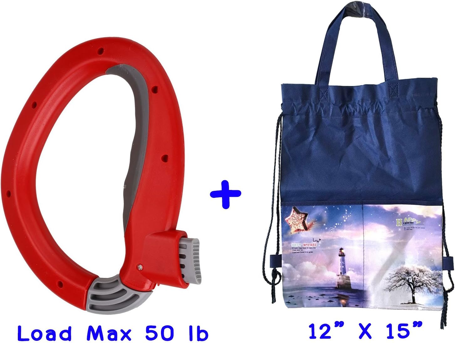 Newest Shopping Bag Handle Carrier -One Grip Trip - Light Weight - Soft Grip Handle – Mighty Handle Capacity 50 lb -with Multi-Purpose Shopping Bag