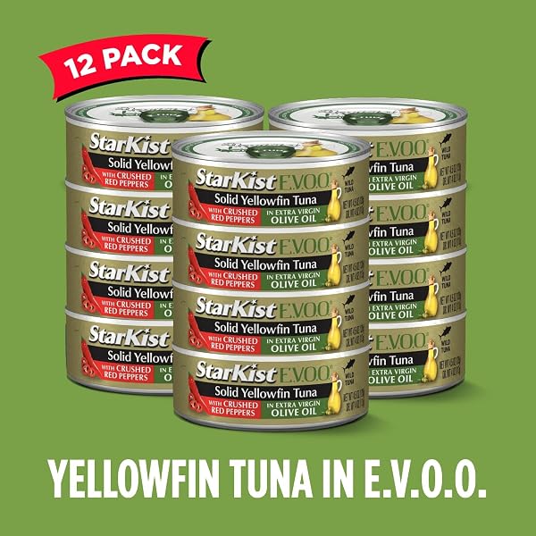 STARKIST E.V.O.O. SOLID YELLOWFIN TUNA, CRUSHED RED PEPPERS, 4.5OZ, 12-PACK