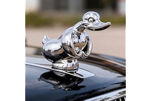 QUINCRY Angry Duck Hood Ornament, 3D Car Chromed Metal Hood Decorate Electroplating Black/Silver Color Polished High Shine, Cute for Car, Desktop, Cabinet, Bar (Light Silver)