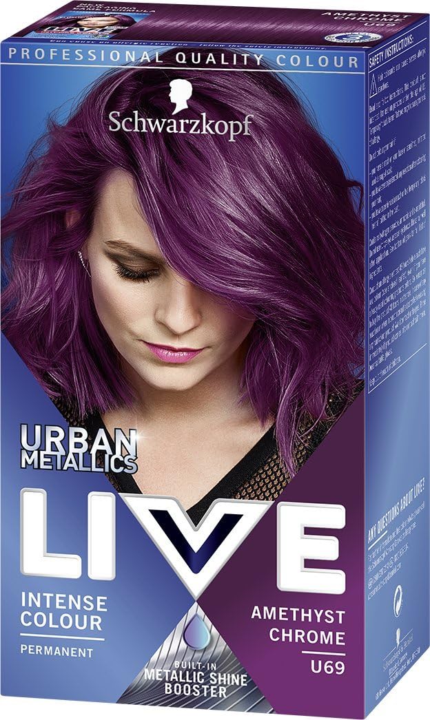 Schwarzkopf Live Intense Colour Hair Dye, Permanent Colour & Built-In Vibrancy Serum – 3x U69 Amethyst Chrome - Image 4