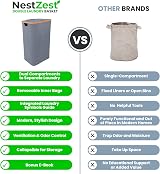 Nest Zest 100L Double Laundry Basket with Lid 2 Compartments Grey view 7