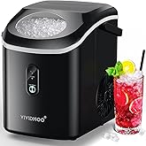 VIVIDMOO Nugget Ice Maker Countertop, 34lbs/24H Pebble Ice Machine, Self-Cleaning Sonic Ice-Maker with Basket & Scoop, Compac
