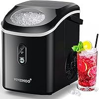 VIVIDMOO Nugget Ice Maker Countertop, 34lbs/24H Pebble Ice Machine, Self-Cleaning Sonic Ice-Maker with Basket & Scoop, Compac