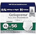 NorthShore GoSupreme Overnight Incontinence Underwear, 8-Hour Pullup Style, X-Large, 56 Count Case, White, 44-56 inches, Unisex Adult Diapers
