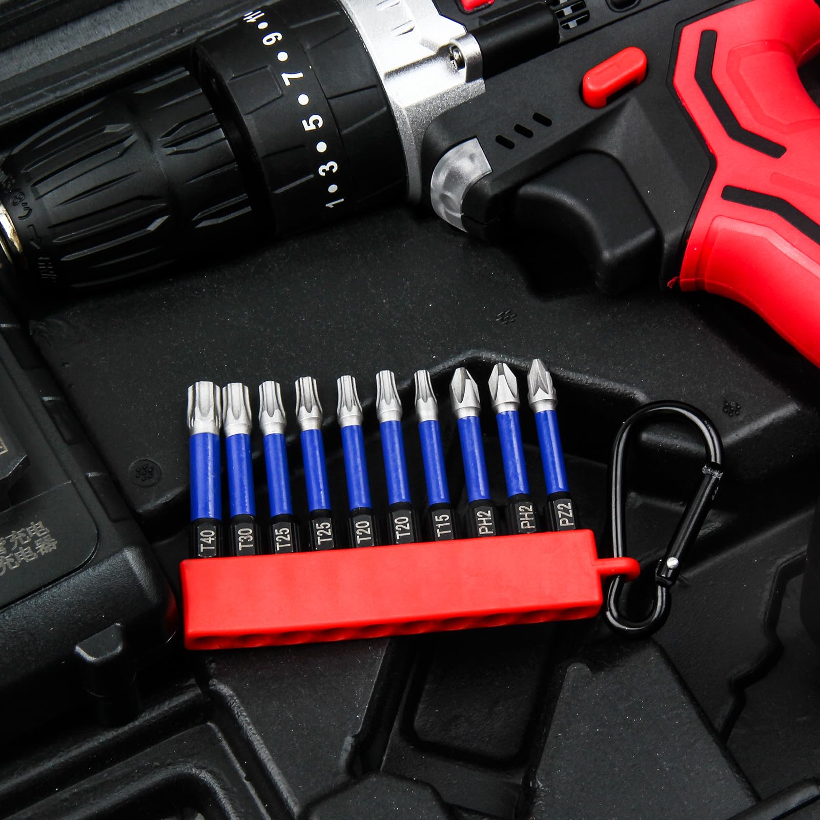 HPHOPE Professional Shockwave Bit Set 10tlg., Schraubendreheraufsätze mit Torx, Pozi, Phillips, 50mm Länge, mit Schlüsselanhänger 6