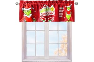 Cuteiush Window Curtain Valance Xmas Christmas Funny Holiday Kitchen Curtain with Rod Pocket 52x18inch Winter Small Bathroom Laundry Home Window Decor Curtain