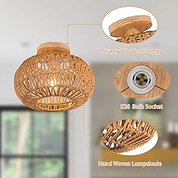 Zswanbei Boho Rattan Ceiling Light - Flush Mount