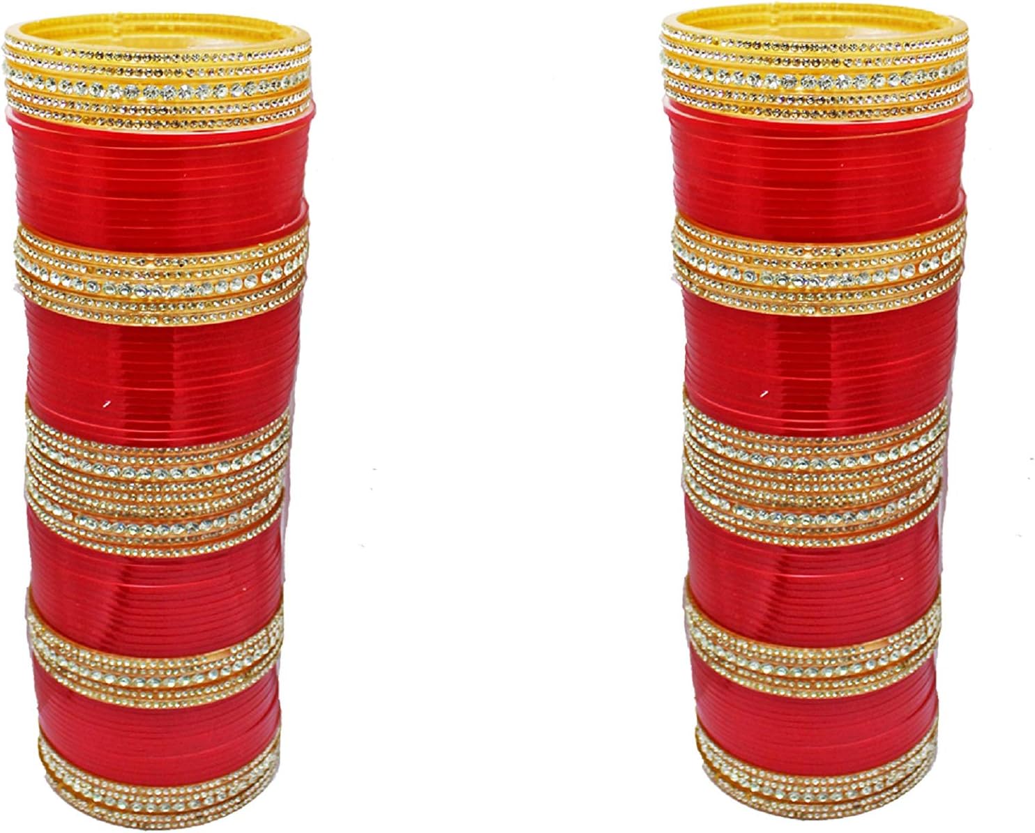 Designer Attractive Handmade Punjabi Bridal Chura, Wedding Engagement Suhaag Choora Bangle Set, Traditional Indian Fashionable Bangle Kada Set, Stone Studded Chuda for Girls and Women